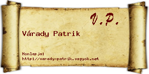 Várady Patrik névjegykártya