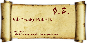 Várady Patrik névjegykártya